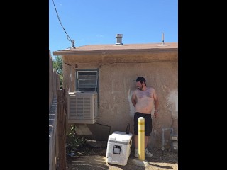 Public dildo riding in my back yard