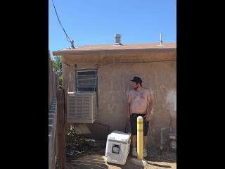 Public dildo riding in my back yard