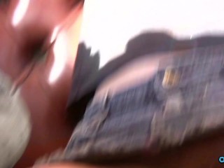 Naughty slut fucking with a stranger in the public bathroom