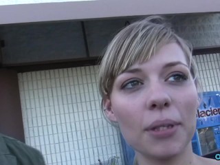 Naughty slut fucking with a stranger in the public bathroom