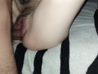 I lick my girlfriend's vagina a little, then when I penetrate her my cock gets hard