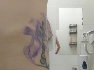 PISSING AND SHAVING AND MASTURBATING IN HOTEL SHOWER