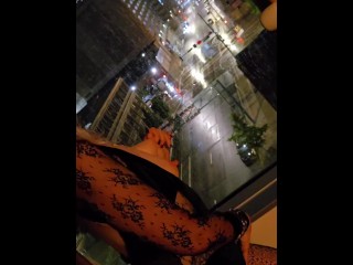 Hotel Window Masturbation  Letting the World Watch Me Cum