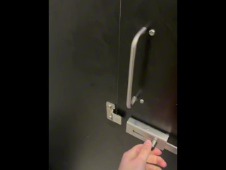 Horny Gym Slut Sneaks into Public Bathroom to Finger Herself