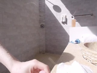 Couple showering after pool