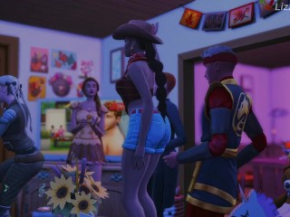 Big tit stepsister fucked at Halloween night and cum in her mouth - sims 4