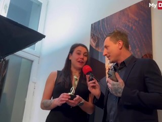 Brunette amateur Jenny Stella gets anally fucked in threesome with the reporters - MyDirtyHobby