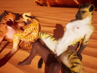 Group of sexy furries pack fuck a lucky guy to make him cum in Wild Life sex