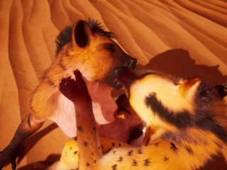 Group of sexy furries pack fuck a lucky guy to make him cum in Wild Life sex