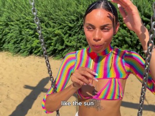 Petite Latina Violeta Grey Picked Up On Public Playground For Sex With a Stranger