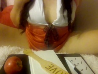 Teacher MindySueLove Welcomes Her Students To Her Naughty Slutty Class And Eats Her Apple Riding You