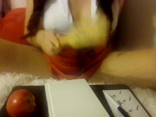 Teacher MindySueLove Welcomes Her Students To Her Naughty Slutty Class And Eats Her Apple Riding You