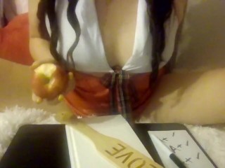 Teacher MindySueLove Welcomes Her Students To Her Naughty Slutty Class And Eats Her Apple Riding You