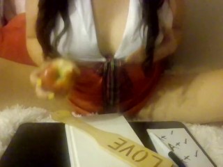 Teacher MindySueLove Welcomes Her Students To Her Naughty Slutty Class And Eats Her Apple Riding You