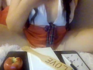 Teacher MindySueLove Welcomes Her Students To Her Naughty Slutty Class And Eats Her Apple Riding You