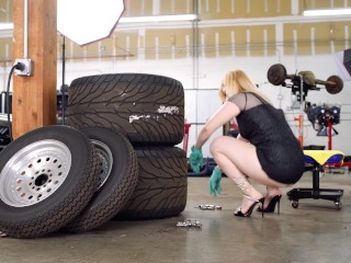 ASMR: Blonde in her Mini Dress and Camel toe