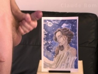 Claude Bombard defaces artwork of woman by cumming on her face [failed edging, cum, art facial]