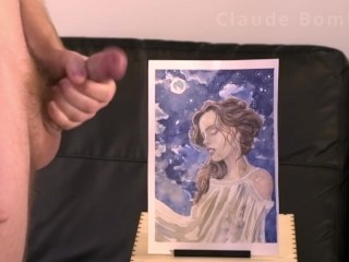 Claude Bombard defaces artwork of woman by cumming on her face [failed edging, cum, art facial]