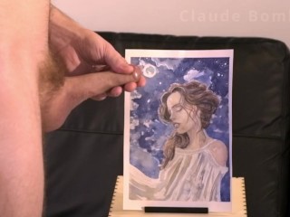 Claude Bombard defaces artwork of woman by cumming on her face [failed edging, cum, art facial]