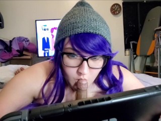 Free use slut loves keeping a cock warm in her mouth playing video games.