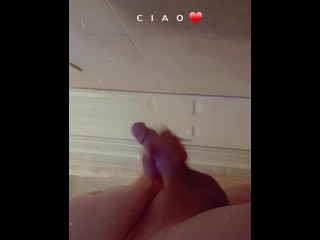 Trans slut plays with herself in bathroom