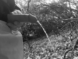 Another woodland walk and piss desperation. Watch my cock grow and throb as piss squirts out