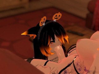 Sexy Catgirl Gets SURPRISE FUTA CREAMPIE While Trick or Treating (ft. FelicityVR)