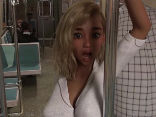 Exhibitionist Girl Fucking an Old Man's Stick in Public Train