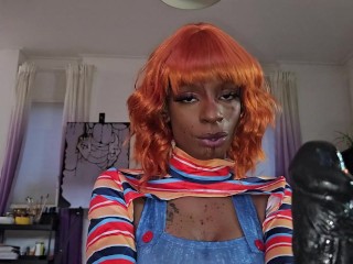 Ebony Chucky Takes Control: Seductive Solo Play in a Killer Costume