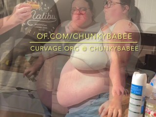 Stoner BBW Feedee Girlfriend stuffed by Feeder Boyfriend