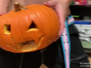 18 yo Trans Girl Fucks a Pumpkin ROUGH