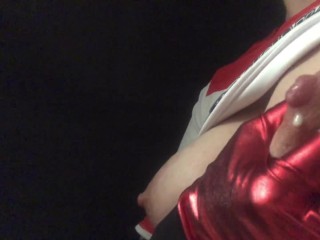 Milking milky breasts at night until they squirt milk - Latex ASMR