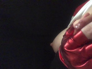 Milking milky breasts at night until they squirt milk - Latex ASMR