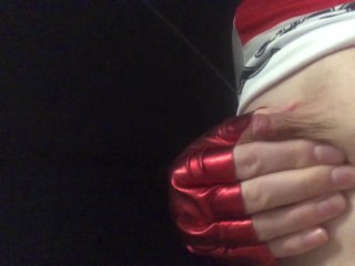 Milking milky breasts at night until they squirt milk - Latex ASMR