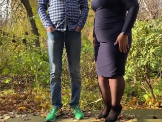 Curvy mother-in-law put on stockings for me