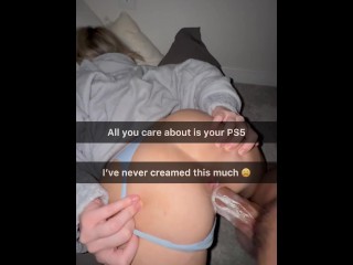 Cheating 19 yo GF in College Dorm Sends CREAMPIED PUSSY to Boyfriend BC of PS5 games