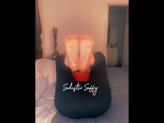 Lubing my feet & showing my titties