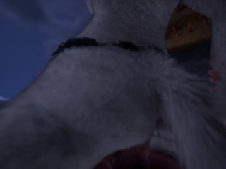 Sexy busty furry babe gets fucked by big cock outdoors until he cums on her face in wild life sex