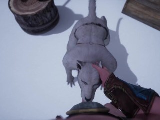 Sexy busty furry babe gets fucked by big cock outdoors until he cums on her face in wild life sex