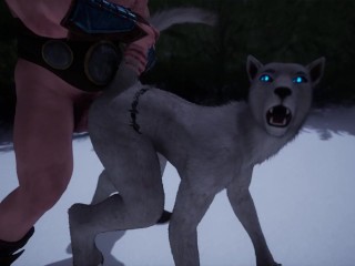 Sexy busty furry babe gets fucked by big cock outdoors until he cums on her face in wild life sex