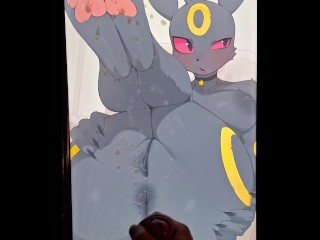 Pokemon Umbreon Cum Tribute EXPLOSIVE Cum shot over her ass, pussy and paws!