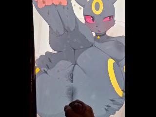 Pokemon Umbreon Cum Tribute EXPLOSIVE Cum shot over her ass, pussy and paws!