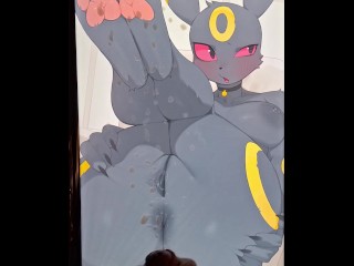 Pokemon Umbreon Cum Tribute EXPLOSIVE Cum shot over her ass, pussy and paws!