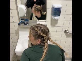 Blonde slut gets railed in public campsite bathroom