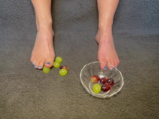 Toe play with grapes