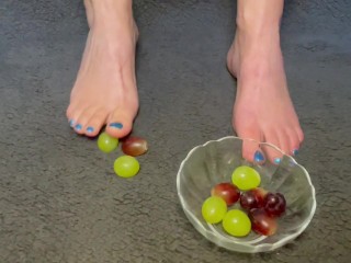 Toe play with grapes