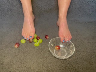 Toe play with grapes