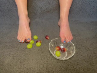 Toe play with grapes