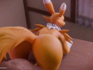 Renamon - Sexy furry MILF fucked on table