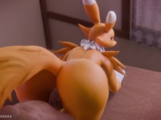 Renamon - Sexy furry MILF fucked on table